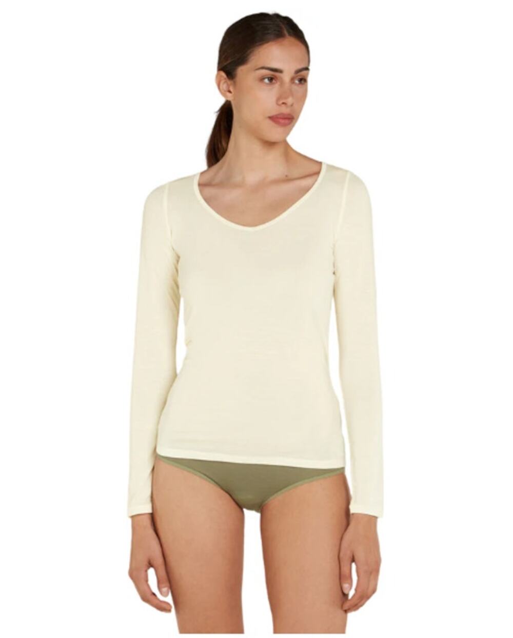ICEBREAKER Women's Merino 150 Siren Long Sleeve Sweetheart Top XL Snow Cream NWT